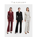 TIE FOR HER高圆圆款羊毛高级感修身气质职场通勤束腰女士西装上衣 石墨黑137B S