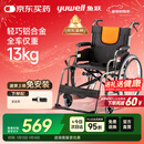 鱼跃 (yuwell)手动轮椅车H062折叠老人轻便免充气铝合金旅行手推代步