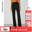 朗姿复古通勤高弹喇叭裤西裤冬季新款职业气质高腰女士西装裤长裤 黑色2加绒 M