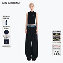 ANN ANDELMAN【王玉雯同款】官方直营 牛仔腰头拼接西裤直筒长裤 黑色 XS