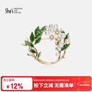 She's撞色滴油栀子花高档女士胸针轻奢别针胸花圣诞节礼物送女友