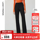 朗姿复古通勤高弹喇叭裤西裤冬季新款职业气质高腰女士西装裤长裤 黑色2加绒 M