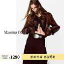 Massimo Dutti折扣升级2025年女装 复古巴恩风短款真皮皮衣夹克外套 04737801 深驼色 S (CN 170/88A)