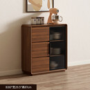 溥畔收纳柜储物柜餐柜靠墙一体现代简约客厅茶水柜窄型收纳柜厨房 胡桃色款80*29.5*87cm-自己安装