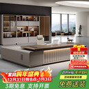 古朝老板桌总裁办公桌大班台主管经理桌办公家具桌椅组合【E0级板材】 3.2米老板桌+老板椅+3.2米文件柜