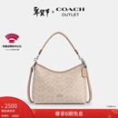 蔻驰（COACH）奥莱女士女包经典标志LAUREL 31号流浪包单肩包斜挎包腋下包礼物 SV/沙黄色/灰褐色