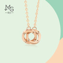 周生生小圆珠彩金项链18K玫瑰金套链含吊坠环环相扣91979N定价 47厘米