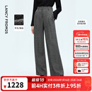 朗姿通勤风复古人字纹羊毛阔腿裤阔腿直筒西裤女2025年冬季新款 星月灰色 L