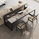 溥畔现代简约客厅书桌岩板书桌家用横厅沙发后长条桌电脑桌学习工作台 2.2米长条桌+椅子2张+加购赠送【桌面插座带无线