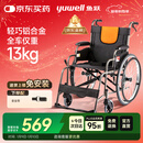 鱼跃 (yuwell)手动轮椅车H062折叠老人轻便免充气铝合金旅行手推代步