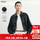 艾诺丝雅诗【商场同款】2026春季新款百搭率性皮夹克短外套PU皮衣女50121022 黑色 M