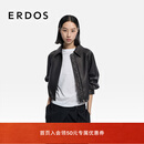ERDOS 26早春翻领微廓型机车风nappa软羊皮女皮衣外套 黑 L 170/88A