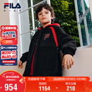 FILA斐乐儿童棉服2026年春男童仿羊羔绒连帽外套新年款拜年服