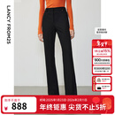 朗姿复古通勤高弹喇叭裤西裤冬季新款职业气质高腰女士西装裤长裤 黑色2加绒 M