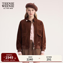 Teenie Weenie小熊女装外套2025秋季新款简约休闲内里格纹翻领夹克 棕色 M