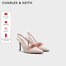 CHARLES&KEITH缎面蝴蝶结尖头高跟凉鞋女生日礼物新年礼物送女友CK1-60361556 Light Pink浅粉色 37