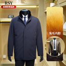 RSY高端男装2025新品派克服男皮毛一体中长款尼克服兔毛内胆冬季外套 藏蓝(兔毛内胆) 【水貂毛领】 M 170 (适合100~120斤)