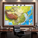 2026新版 地图 中国地形挂图 中国地图 3D凹凸立体 精雕地形图 高清版 实木带框尺寸126*166cm