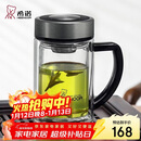 希诺（heenoor）双层玻璃杯带把手高档泡茶杯子男家用办公透明水杯XN-9321 435mL