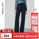 朗姿新款气质高腰显瘦通勤职业阔腿西装裤直筒春季新款长裤西裤女 暮色藏蓝色 L