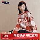 FILA 斐乐官方马上起飞情侣长袖毛衣女编织衫休闲棋盘格套头上衣男