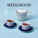 Wedgwood【教师节礼物】杜鹃1壶2杯2碟套装骨瓷咖啡具茶具套装下午茶 金粉年华午夜蓝1壶2杯2碟