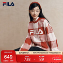 FILA 斐乐官方马上起飞情侣长袖毛衣女编织衫休闲棋盘格套头上衣男