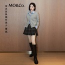 MO&Co.【秦岚同款】裙裤2025冬新品智性学院格纹压褶A字短裙MBE4SOTT05 灰黑格 S /160