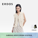 ERDOS 26早春圆领装饰翻花手钩立体花朵装饰针织女开背心外套 白 M 165/84A