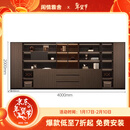 闲情雅舍新中式办公室文件柜木质书柜老板桌背景柜靠墙落地五六门柜子定制 4.0米柜（灰橡木+深灰色） 1.4mm