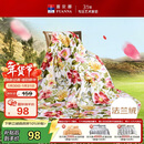 富安娜家纺毯子 法兰绒毯毛毯午睡毯空调毯四季毯子 左岸花开1.8*2m