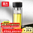 富光 男女士双层玻璃杯 水杯 支持团购定制 304杯子泡茶杯400ML黑