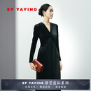 EP雅莹蓝标系列丨手工捏褶丝绒礼服裙优雅宴会连衣裙 2025新款4625A 黑色 M