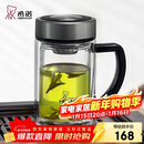 希诺（heenoor）双层玻璃杯带把手高档泡茶杯子男家用办公透明水杯XN-9321 435mL