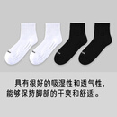 运动袜体育运动训练跑步袜篮球袜足球袜毛巾底加厚中高筒男袜 白色5双+黑色5双