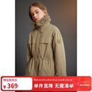 ELLE KIDS童装 中长绗棉派克棉服女童冬季新款巴恩风毛领保暖外套