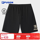 斐乐 FUSION斐乐潮牌针织五分裤男2025秋季新款时尚休闲短裤子 正黑色-BK XL 180/88A/XL