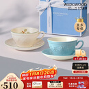 Wedgwood欢愉假日蓝色+树莓2杯2碟陶瓷咖啡杯碟高颜值水杯家用茶杯碟
