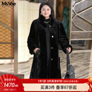 MsShe【真羊皮革皮毛一体】大码女装2025冬妈妈装高端老钱风进口皮草 黑色现货 2XL
