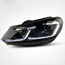 工马适用于高尔夫6大灯组件第六代改装双L日间行车灯Gti氙气透镜疝气 银线流光大灯总成+65W全led聚光款大灯 单支装 大众高尔夫6/2010-2013年