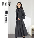 梵希蔓毛呢西装套装女秋冬季新款高级感轻奢羊毛套装 深花灰色  XL