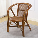 植雅轩 藤皮座椅阳台藤椅 单人真藤椅电脑家居椅藤编靠背椅家用 三根边藤皮咖色