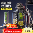 恩尔美（nRMEi）运动水杯超大容量夏季男健身茶水分离吨桶吨耐高温便携2000ml水壶