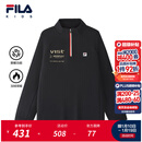 斐乐FILA【斐暖】儿童童装上衣2025年冬季新款男大童加绒长袖T恤 深黑-BK 175