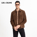 路卡迪龙2024年【明星同款】春夏乌干达磨砂羊皮皮衣轻奢百搭皮夹克外套男 深咖啡 L (50)