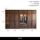 南啵丸黑胡桃角橱柜衣柜定制骨架线中世纪风格落地形衣帽间覆古风格 黑胡桃木组合柜