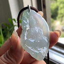 艺品匪萃【如意 净莲】厚庄白净冰胶飘绿观音 普贤菩萨翡翠吊坠60109001