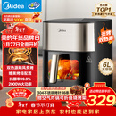美的（Midea）小炎烤空气炸锅蒸烤一体上下双热源免翻面 可视窗口家用智能大容量6L金属内腔蒸汽嫩炸烤箱KZC6054
