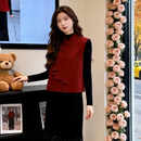 【气质百搭】新中式穿搭女冬季轻奢高级感过年红盘扣圆领无袖马甲 红色 L 【建议110-130斤】