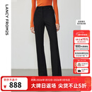 朗姿复古通勤高弹喇叭裤西裤冬季新款职业气质高腰女士西装裤长裤 黑色2加绒 M